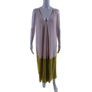 TOME Collective Womens Watercolor Pleated Midi Dress Pink Size 6 15088996